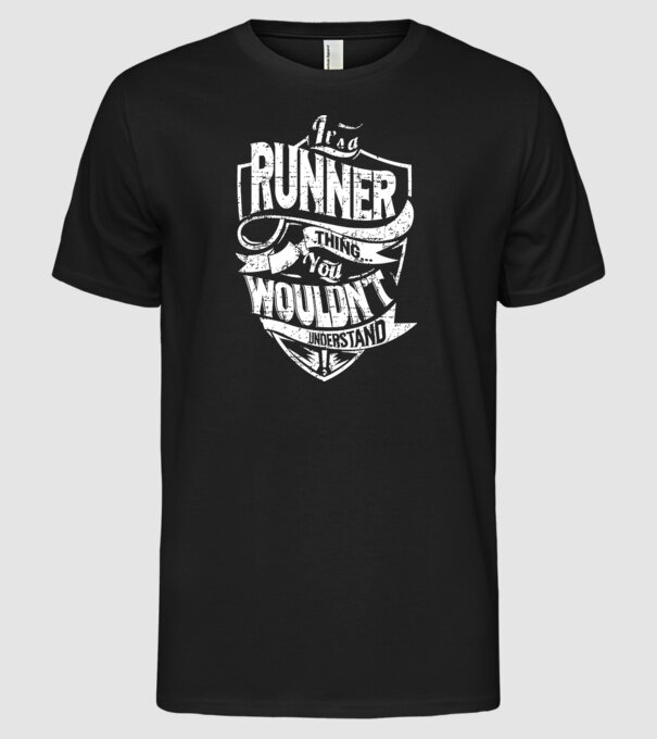 'It''s a runner thing' model negru pe tricou