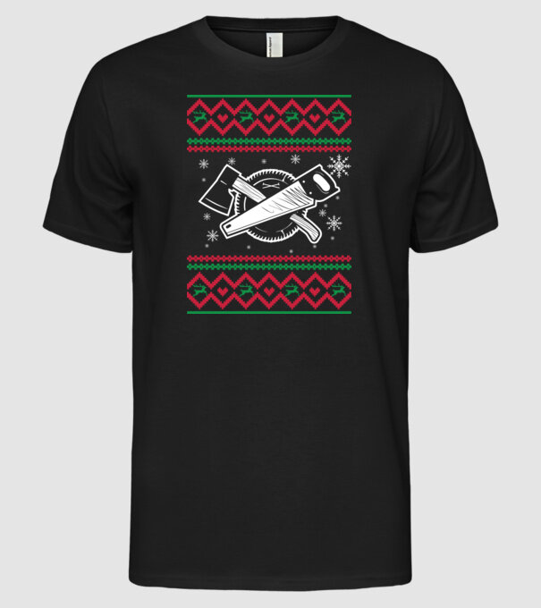Model tricotat de Crăciun - tâmplar model negru pe tricou