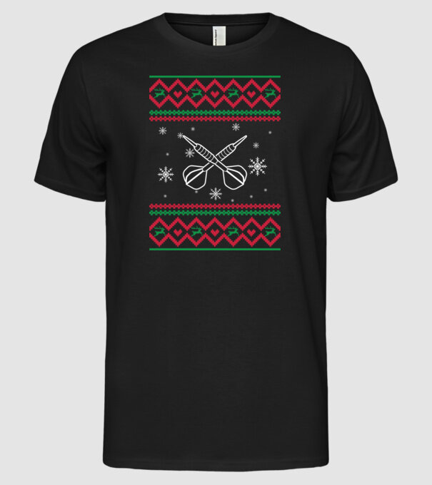 model tricotat de Crăciun - darts model negru pe tricou