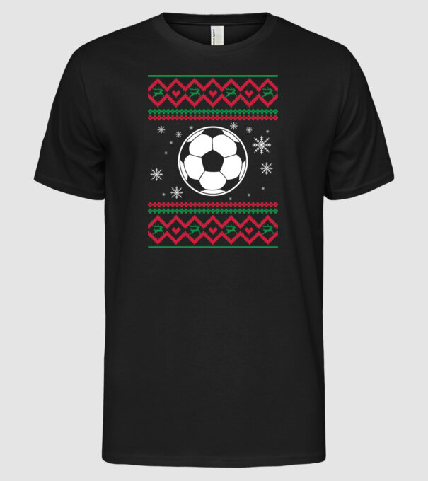 Model tricotat de Crăciun - fotbal model negru pe tricou