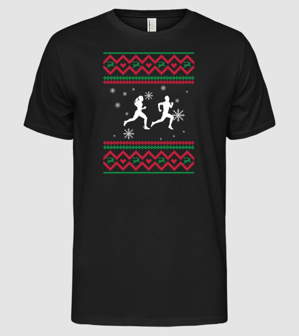 Model tricotat de Crăciun - alergători model negru pe tricou