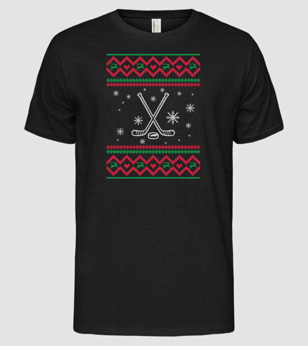 Model tricotat de Crăciun - hochei model negru pe tricou