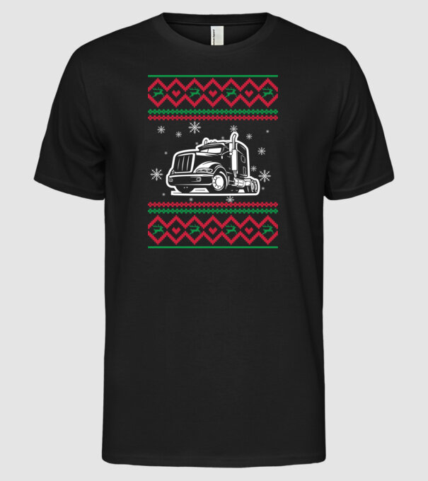 Model tricotat de Crăciun - camion model negru pe tricou