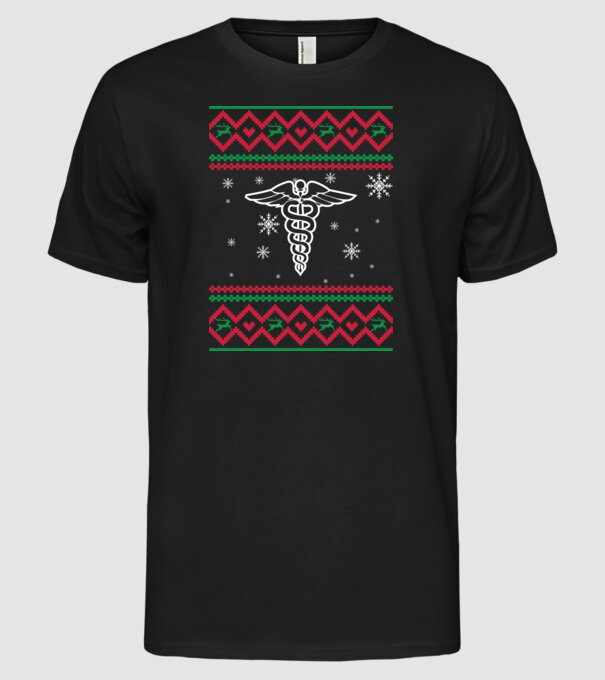 Model tricotat de Crăciun - medicină model negru pe tricou