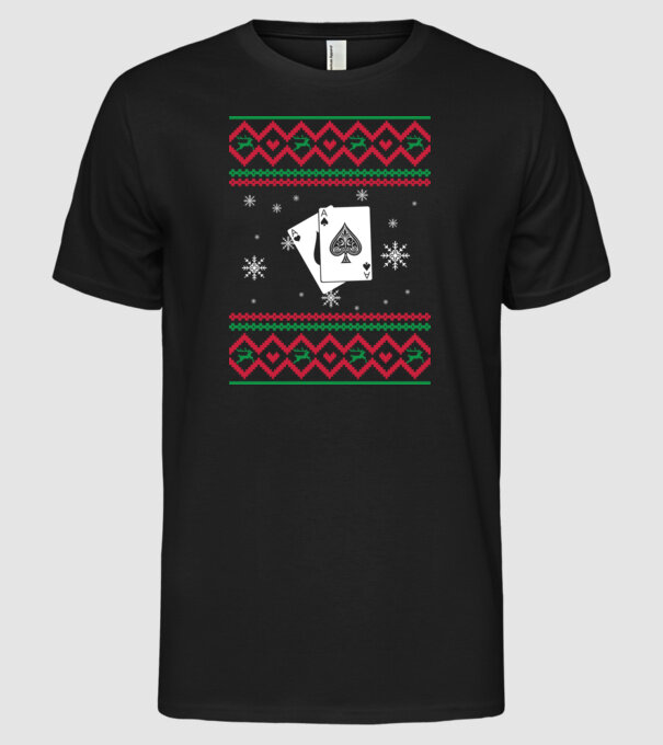Model tricotat de Crăciun - poker model negru pe tricou