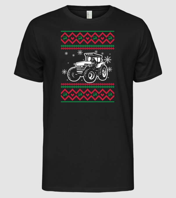 Model tricotat de Crăciun - tractorist model negru pe tricou