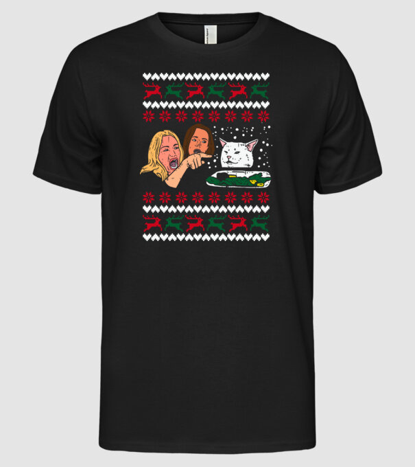 Pulovăr de Crăciun meme model negru pe tricou