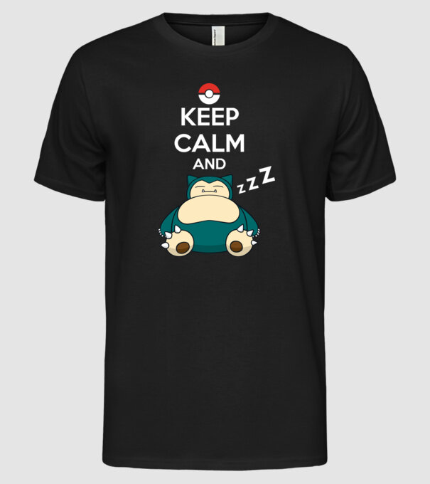 Keep Calm Snorlax model negru pe tricou