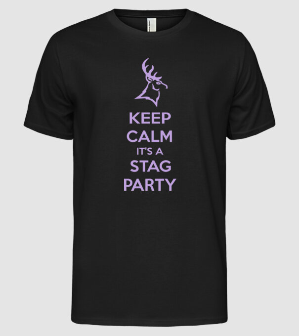 Keep calm stag party on model negru pe tricou
