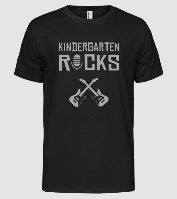 Kindergarten rocks model negru pe tricou