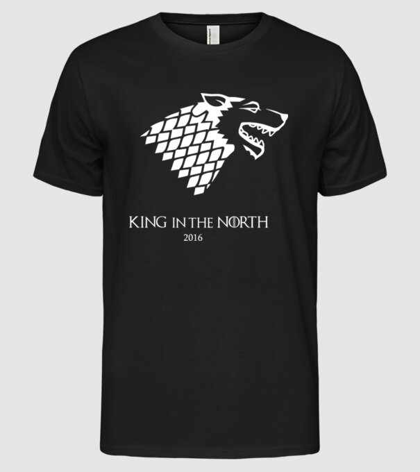 King in The North Wolf model negru pe tricou