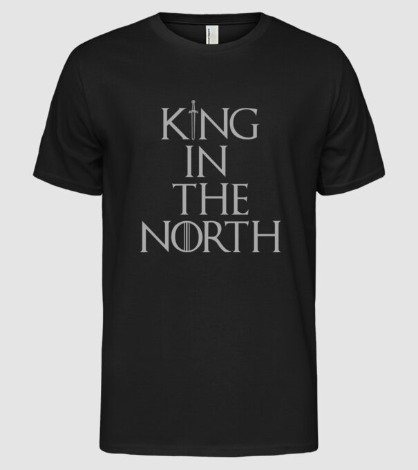 King in the North model negru pe tricou