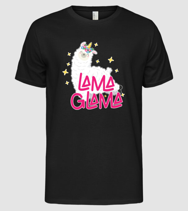 Lama glama model negru pe tricou