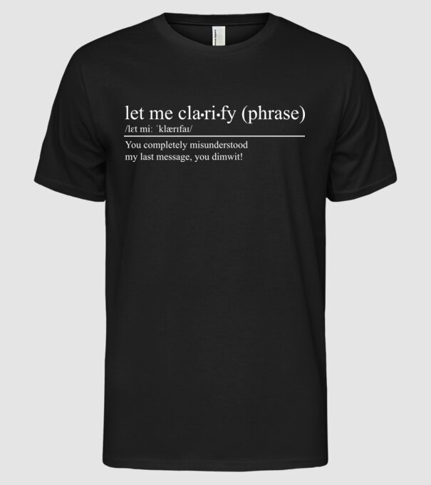Let me clarify model negru pe tricou