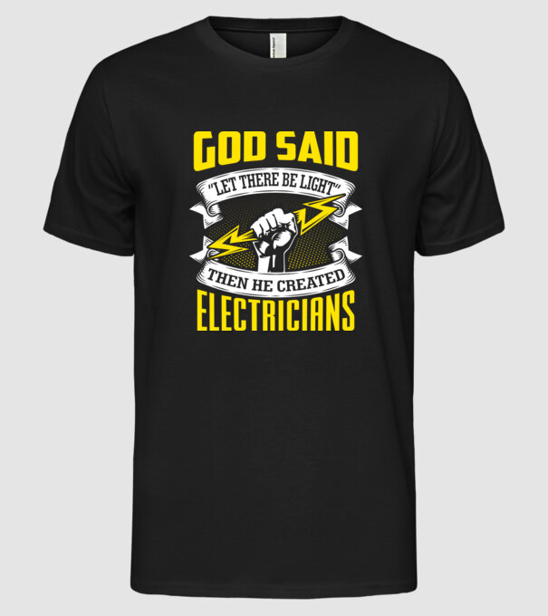Let there be light model negru pe tricou