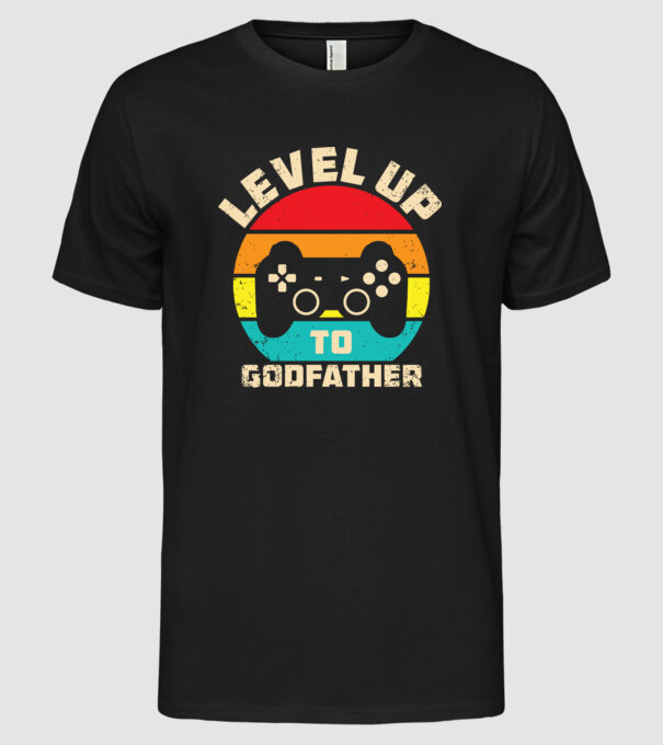 Level Up Godfather model negru pe tricou