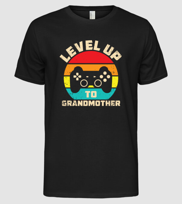Level Up Grandmother model negru pe tricou