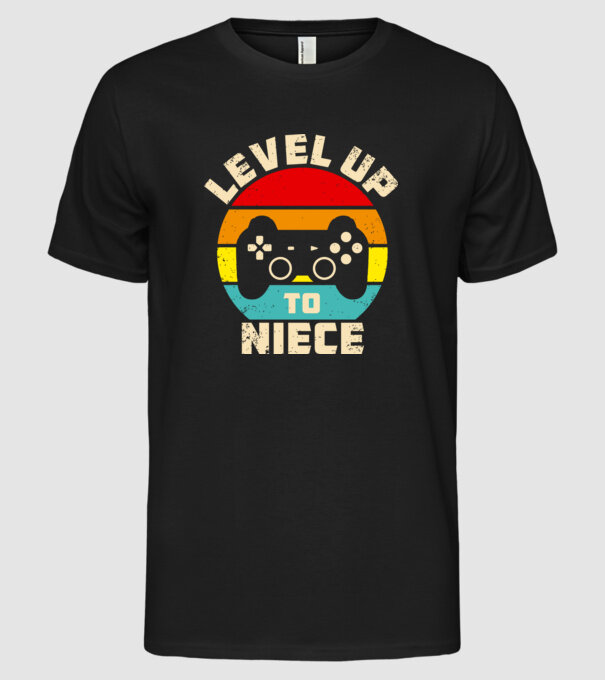 Level Up Niece model negru pe tricou