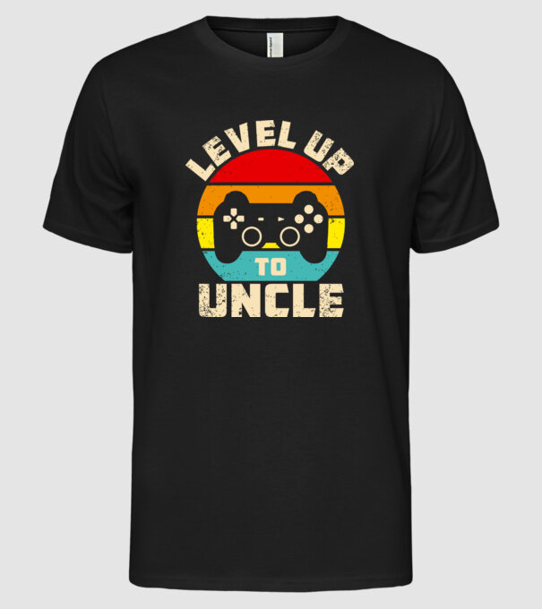 Level Up Uncle model negru pe tricou