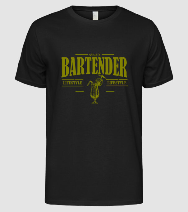 Lifestyle Bartender model negru pe tricou