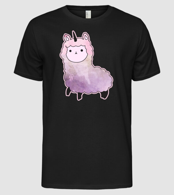 Llamacorn cutie model negru pe tricou