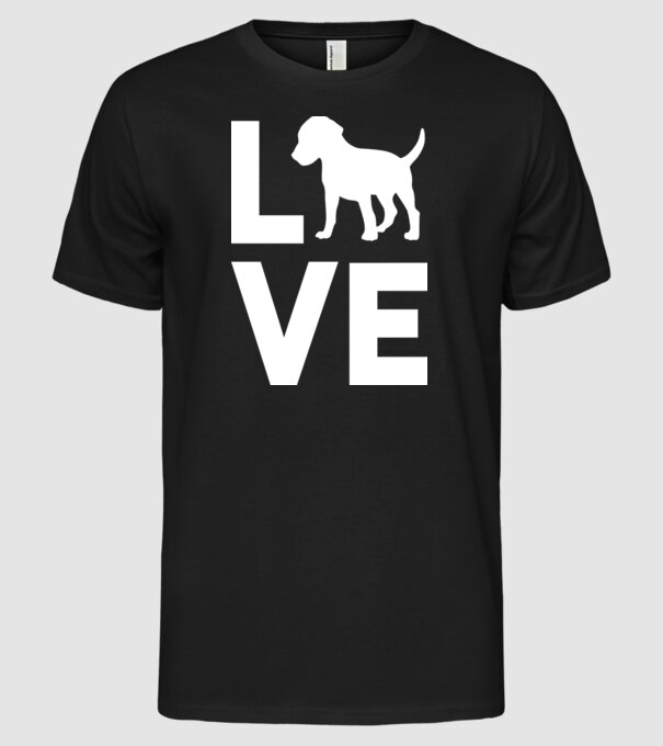 LOVE Beagle model negru pe tricou