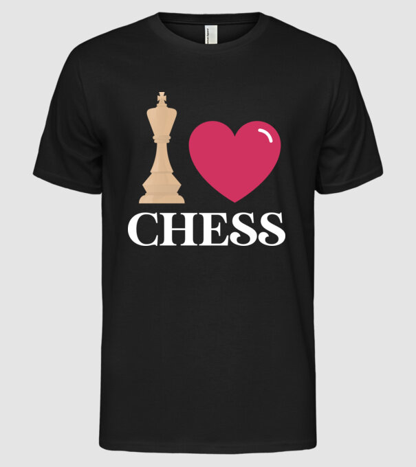 Love chess model negru pe tricou
