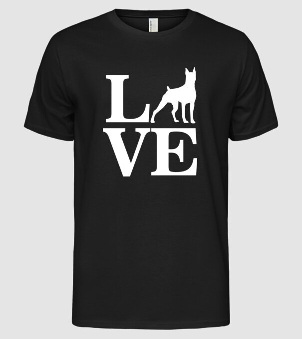 LOVE DOBBERMAN model negru pe tricou