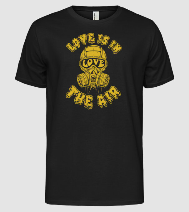 Love is in the air yellow model negru pe tricou