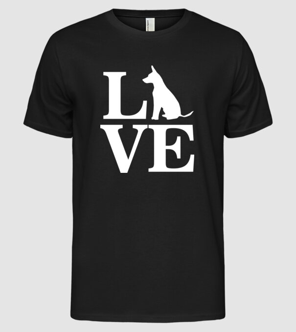 Love câini model negru pe tricou