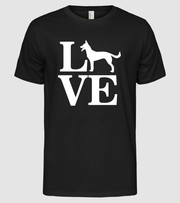 LOVE CIOBANESC GERMAN model negru pe tricou