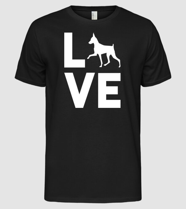 LOVE Pinscher model negru pe tricou