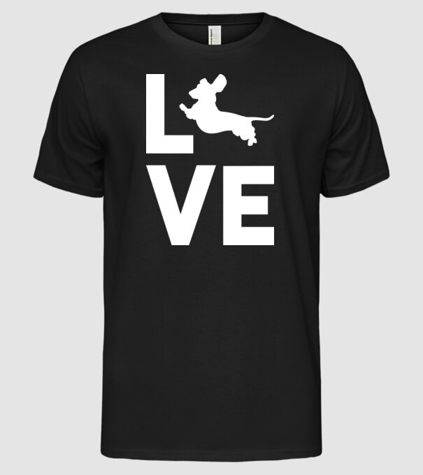 LOVE Teckel model negru pe tricou