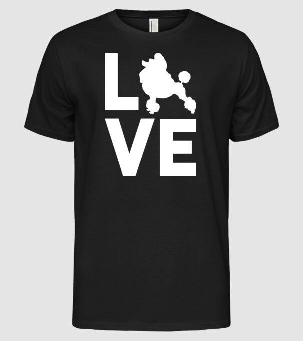 LOVE Pudel model negru pe tricou
