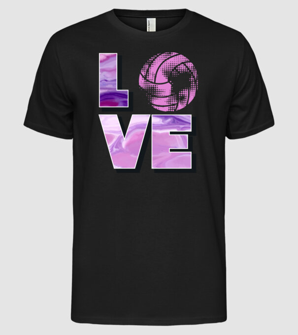 Love volleyball model negru pe tricou