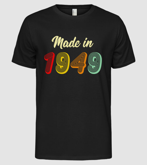 made in 1949 retro model negru pe tricou