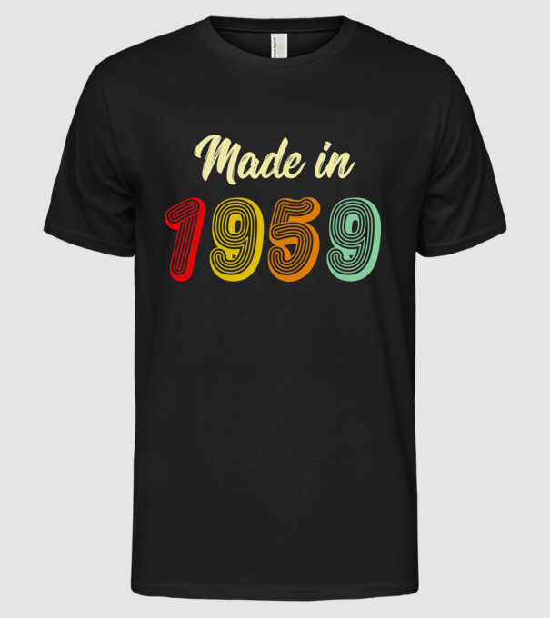 made in 1959 retro model negru pe tricou