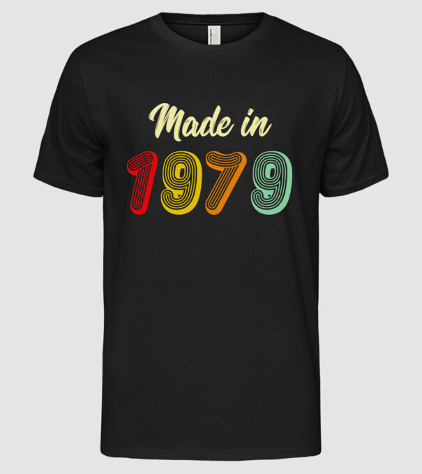 made in 1979 retro model negru pe tricou