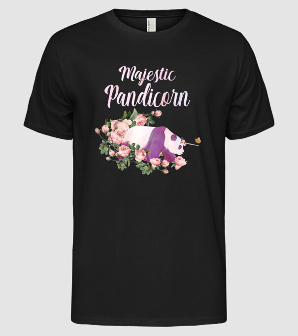 Majestic pandicorn model negru pe tricou
