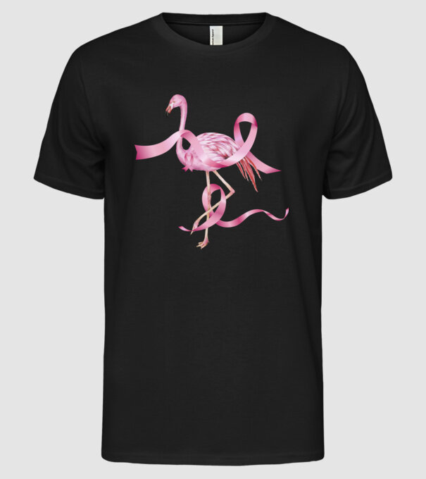 Împotriva Cancerului de sân flamingo model negru pe tricou