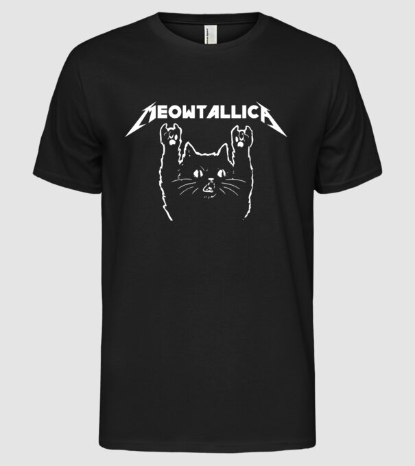 Meowtalica model negru pe tricou