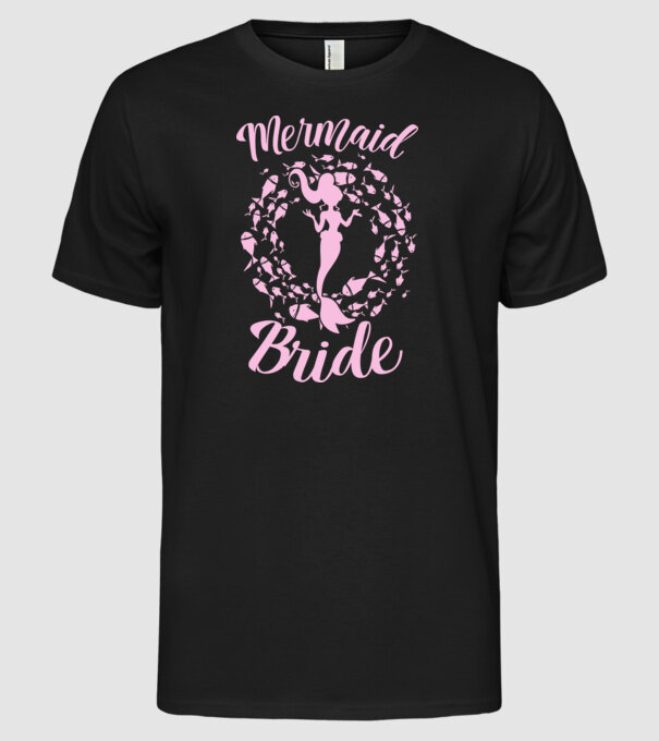 Mermaid Bride model negru pe tricou