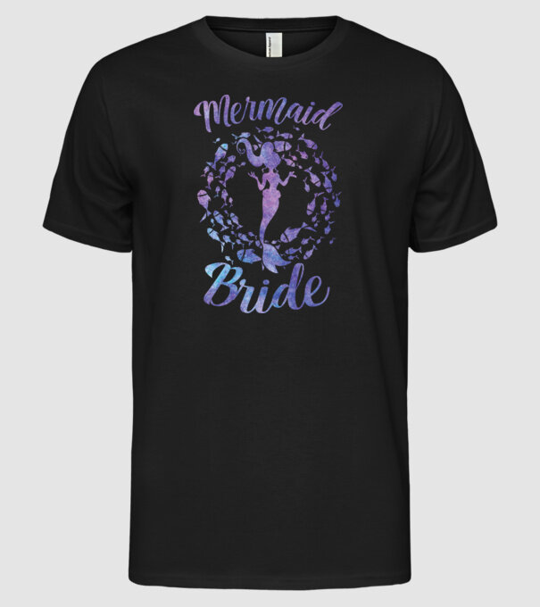 Mermaid bride aquarell model negru pe tricou