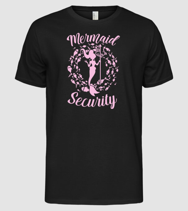Mermaid Security girls model negru pe tricou