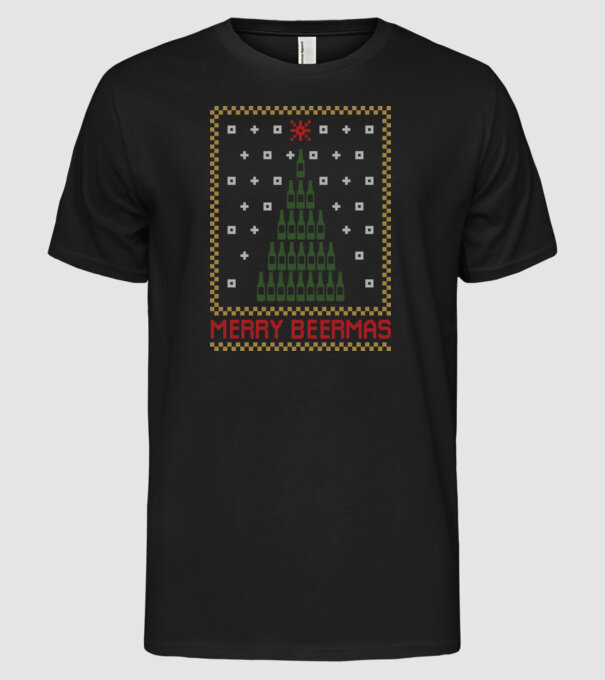 Merry Beermas model negru pe tricou