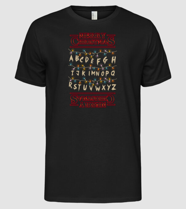 Merry Stranger Christmas model negru pe tricou
