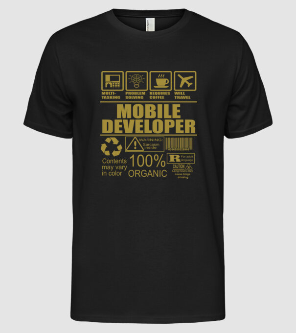 Mobile developer model negru pe tricou