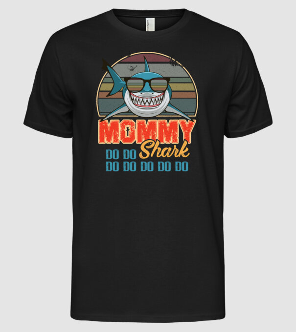 Mommy Shark model negru pe tricou