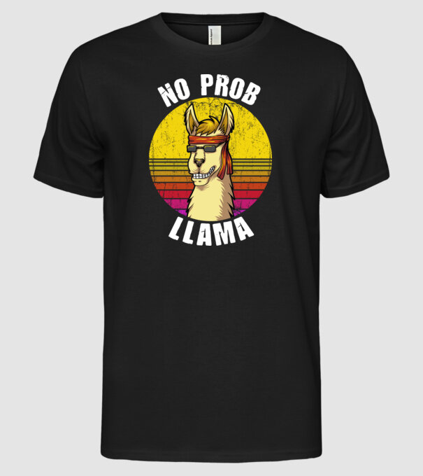 No Prob LLama - Láma model negru pe tricou