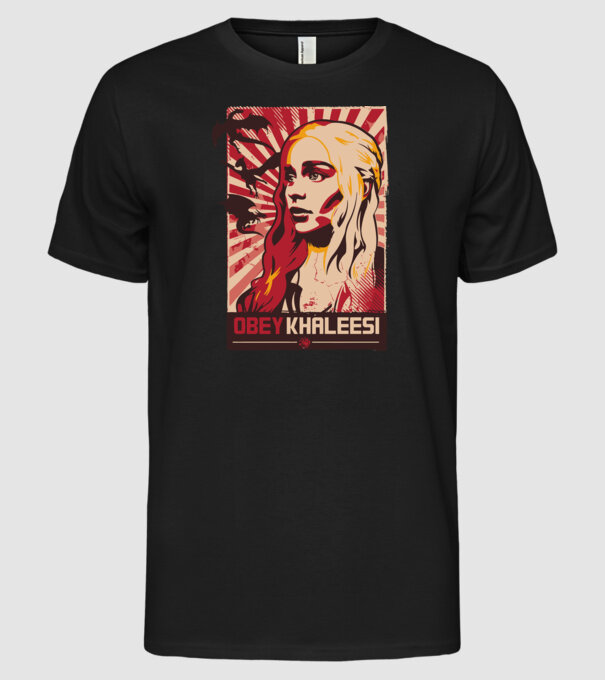 Obey Khaleesi model negru pe tricou